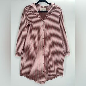 Hackwith Design House Red White Button Down Shirt Dress W Pockets Size XS/S FLAW